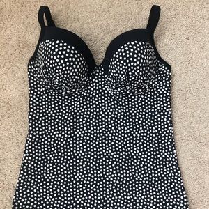 Boden Milos Cup-Size Tankini Top - Navy/Ivory 34C